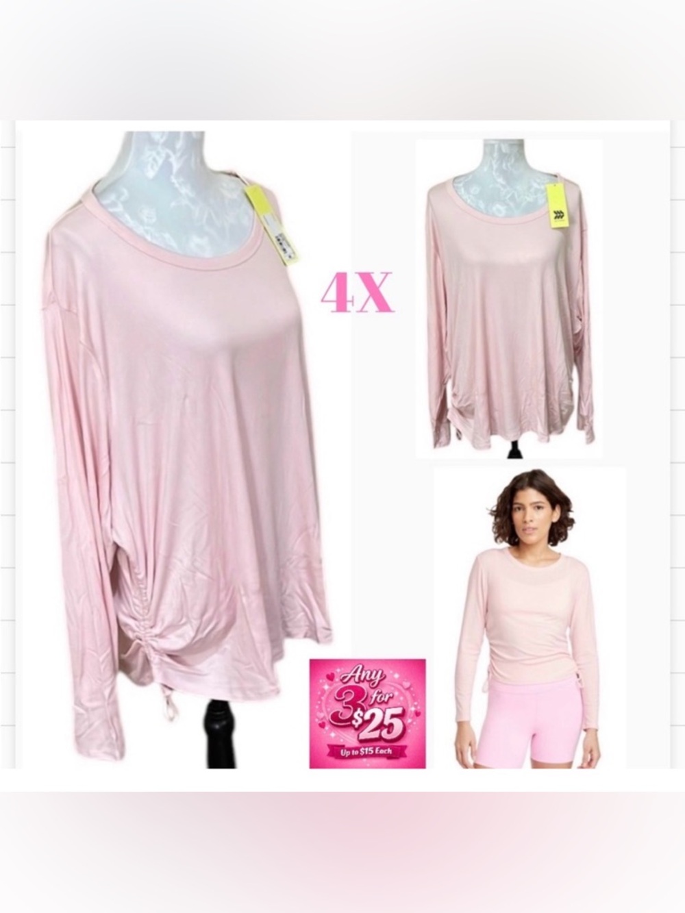 Athletic side cinched long sleeve soft ribbed stretch material All in Mo…